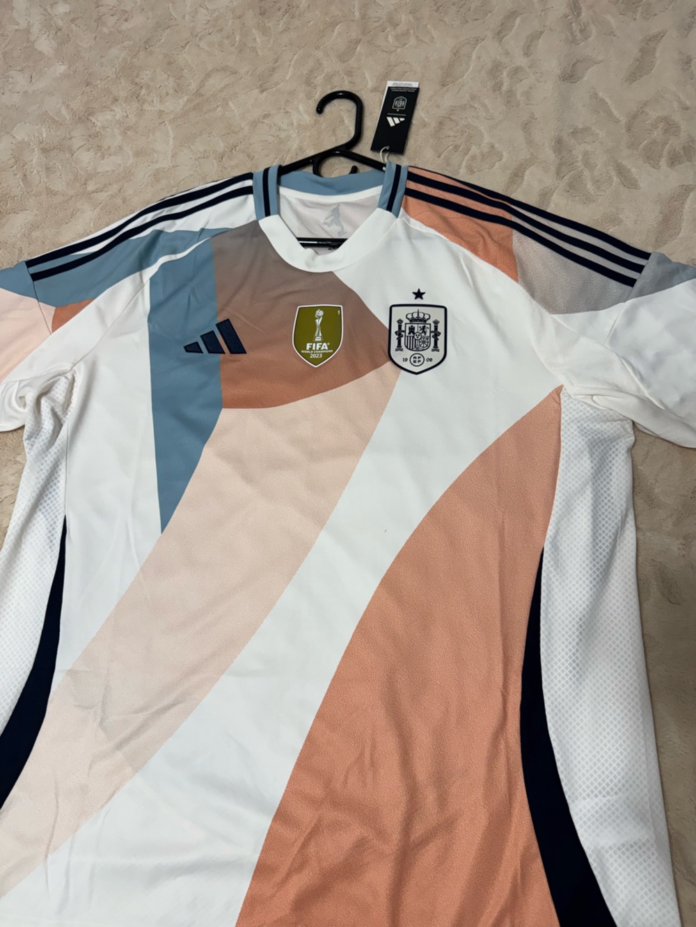 adidas Men’s White, Peach & Light Blue Soccer Jersey